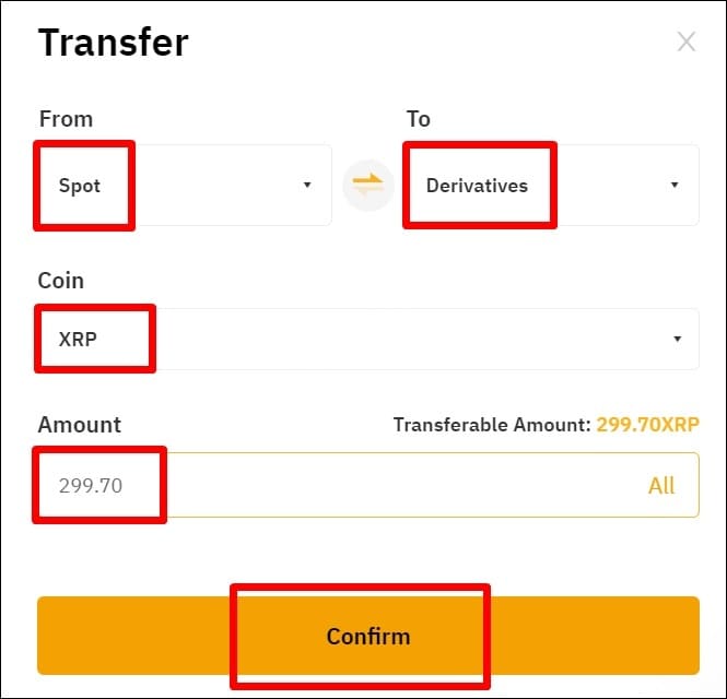 Internal transfer details